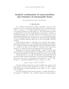 Annals of Mathematics, [removed]), 329–352  Analytic continuation of representations and estimates of automorphic forms By Joseph Bernstein and Andre Reznikov