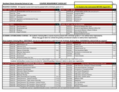 Southern Illinois University School of Law  COURSE REQUIREMENT CHECKLIST pg. 1