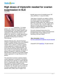 High doses of triptorelin needed for ovarian suppression in SLE