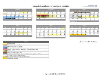 CALENDÁRIO ACADÊMICO | 1º SEMESTRE | UEMG 2016 Seg