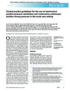 Early release, published at www.cmaj.ca on February 14, 2011. Subject to revision.  Review CMAJ