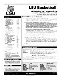 THE BRADY ERA | In 10th YEAR, 6 POSTSEASON TOURN., 3 WESTERN DIV. and 2 SEC TITLES; 2006 FINAL 4  LSU Basketball vs.  University of Connecticut