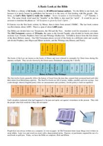 A Basic Look at the Bible The Bible is a library of 66 books, written by 40 different human authors. Yet the Bible is one book, not because it is nicely bound by publishers but because it is the story of God dealing with