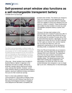 Self-powered smart window also functions as a self-rechargeable transparent battery