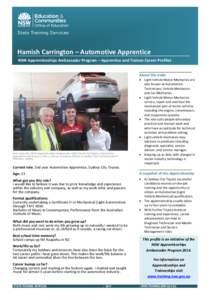 Hamish Carrington Automotive Apprentice