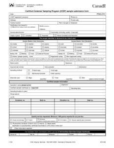 Certified Container Sampling Program (CCSP) sample submission form