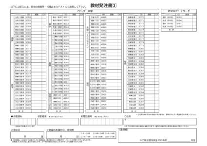 教材発注書3  以下にご記入の上、担当の営業所・代理店までＦＡＸにて送信して下さい。 i ワーク　中学 CD