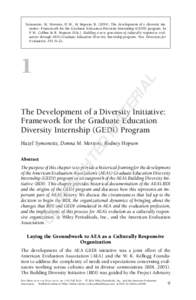 The Development of a Diversity Initiative: Framework for the Graduate Education Diversity Internship (GEDI)
Program