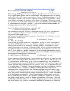 Southern Campaign American Revolution Pension Statements & Rosters Pension application of Joel Dickson S41508 fn13NC Transcribed by Will Graves[removed]Methodology: Spelling, punctuation and/or grammar have been correcte