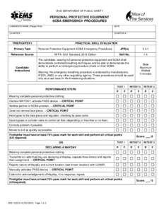 OHIO DEPARTMENT OF PUBLIC SAFETY  PERSONAL PROTECTIVE EQUIPMENT SCBA EMERGENCY PROCEDURES CANDIDATE NAME (Please Print)