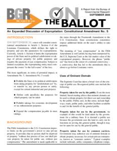 P ON BALLOT A Report from the Bureau of Governmental Research