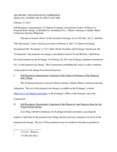 Notice of Filing of a Proposed Rule Change, as Modified by Amendment No. 1 Thereto, Relating to Market-Maker Continuous Quoting Obligations