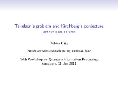 Tsirelson's problem and Kirchberg's conjecture - arXiv:1008.1168v2