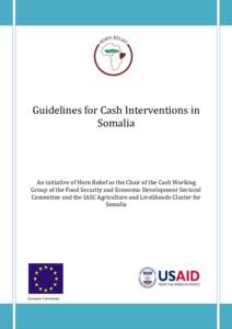 Guidelines for Cash Interventions in Somalia An initiative of Horn Relief as the Chair of the Cash Working Group of the Food Security and Economic Development Sectoral Committee and the IASC Agriculture and Livelihoods C