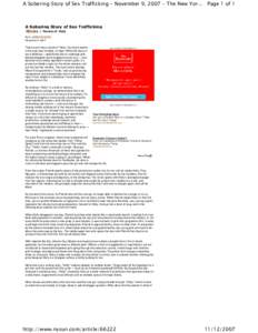 A Sobering Story of Sex Trafficking - November 9, The New Yor... Page 1 of 1  A Sobering Story of Sex Trafficking Movies | Review of: Holly By S. JAMES SNYDER November 9, 2007