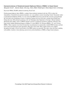 BACK Concentrations of Polybrominated Diphenyl Ethers (PBDE) in Hood Canal Margaret Dutch*, Sandra Aasen, Ed Long, Kathy Welch Washington State Department of Ecology Keywords: PBDEs, PSAMP, sediment monitoring, Hood Cana