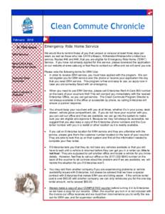 Clean Commute Chronicle February 2010 In This Issue ERH Service