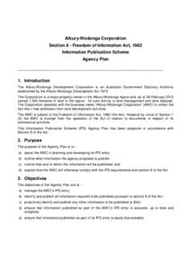 Albury-Wodonga Corporation Section 8 - Freedom of Information Act, 1982 Information Publication Scheme Agency Plan ____________________________________________________________________________