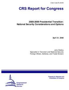 [removed]Presidential Transition: National Security Considerations and Options