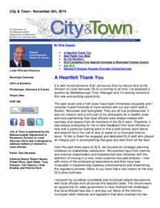 City & Town - November 6th, 2014  In this Issue: Local Officials Directory Municipal Calendar