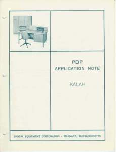 PDP APPLICATION NOTES KALAH, 1961.