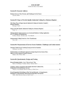 ICES III[removed]Click on a title to view article) Session 01: Keynote Address Business Surveys: Past, Present, and Challenges for the Future Edwards, Robert ................................................................