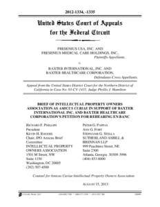 [removed], -1335  United States Court of Appeals for the Federal Circuit FRESENIUS USA, INC. AND FRESENIUS MEDICAL CARE HOLDINGS, INC.,