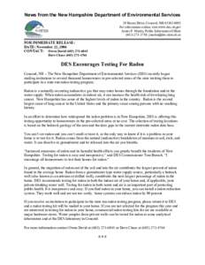 News from the New Hampshire Department of Environmental Services  29 Hazen Drive, Concord, NH 03302­0095  For information online, visit www.des.nh.gov  James P. Martin, Public Information Office
