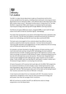 The MOJ is a large, diverse department made up of operational and frontline services spread across the country, including prisons and courts. Like all government departments we are looking for better, more efficient ways