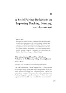 8 A Set of Further Reflections on Improving Teaching, Learning, and Assessment  Editors’ Note