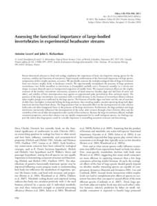 Assessing the functional importance of largebodied invertebrates in experimental headwater streams