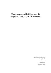 Effectiveness and Efficiency of the Regional Coastal Plan for Taranaki Taranaki Regional Council Private Bag 713 Stratford