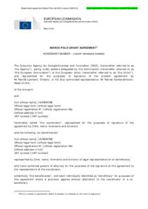 Model Grant agreement Marco Polo Call[removed]version[removed]Grant agreement n° [insert reference number] 