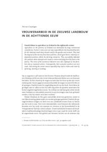 Piet van Cruyningen  VROUWENARBEID IN DE ZEEUWSE LANDBOUW IN DE ACHTTIENDE EEUW  Female labour in agriculture in Zeeland in the eighteenth century