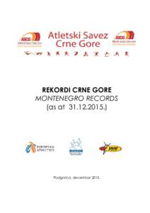 REKORDI CRNE GORE MONTENEGRO RECORDS (as atPodgorica, decembar 2015.