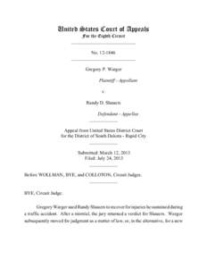 United States Court of Appeals For the Eighth Circuit ___________________________ No[removed]___________________________ Gregory P. Warger