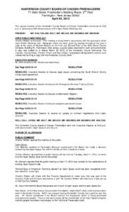 HUNTERDON COUNTY BOARD OF CHOSEN FREEHOLDERS 71 Main Street, Freeholder’s Meeting Room, 2nd Floor Flemington, New Jersey[removed]April 03, 2012 The regular meeting of the Hunterdon County Board of Chosen Freeholders conv