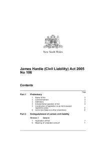 New South Wales  James Hardie (Civil Liability) Act 2005 No 106  Contents