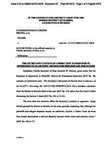 Case 3:12-cv[removed]UATC-MCR Document 37  Filed[removed]Page 1 of 2 PageID 2275 IN THE UNITED STATES DISTRICT COURT FOR THE MIDDLE DISTRICT OF FLORIDA