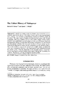 Journal of World Prehistory, Vol. 7, No. 4, 1993  The Culture History of Madagascar