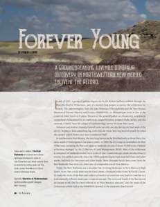 Forever Young BY SPENCER G. LUCAS A groundbreaking juvenile dinosaur discovery in northwestern New Mexico enlivens the record.