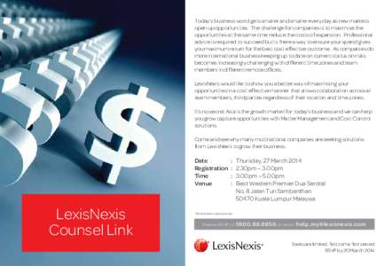 LexisNexis / Jalan Tun Sambanthan / V. T. Sambanthan / Library science / Malaysia / Asian people / Reed Elsevier / Online law databases / Legal research