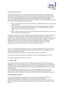 Version date: February 2014 The Capital Requirements Directive (“CRD”) of the European Union establishes a revised regulatory capital  framework across Europe governing the amount and nature 