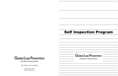 Self Inspection Program  Lexington Property Division Lexington Property Division Fire Protection Consulting 100 Summer Street