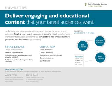 ENEWSLETTERS  Deliver engaging and educational content that your target audiences want. ENEWSLETTER