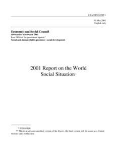 ESA/DPSD/CRP.1 30 May 2001 English only Economic and Social Council Substantive session for 2001