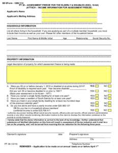 Assessment Freeze for the Elderly & Disabled