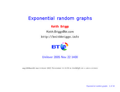 Exponential random graphs Keith Briggs [removed]