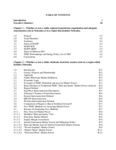 TABLE OF CONTENTS Introduction Executive Summary i iii