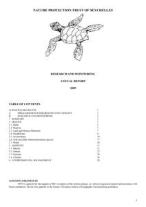 NATURE PROTECTION TRUST OF SEYCHELLES  RESEARCH AND MONITORING ANNUAL REPORT 2009